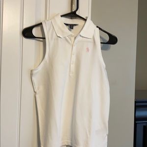 Girls sleeveless collared mesh shirt